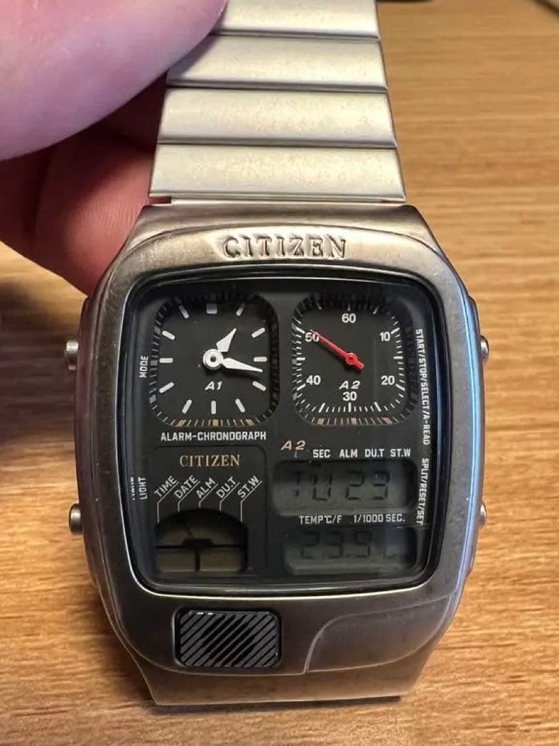 【完動品】CITIZEN アナデジテンプ シチズン　純正ベルト　腕時計 シルバー