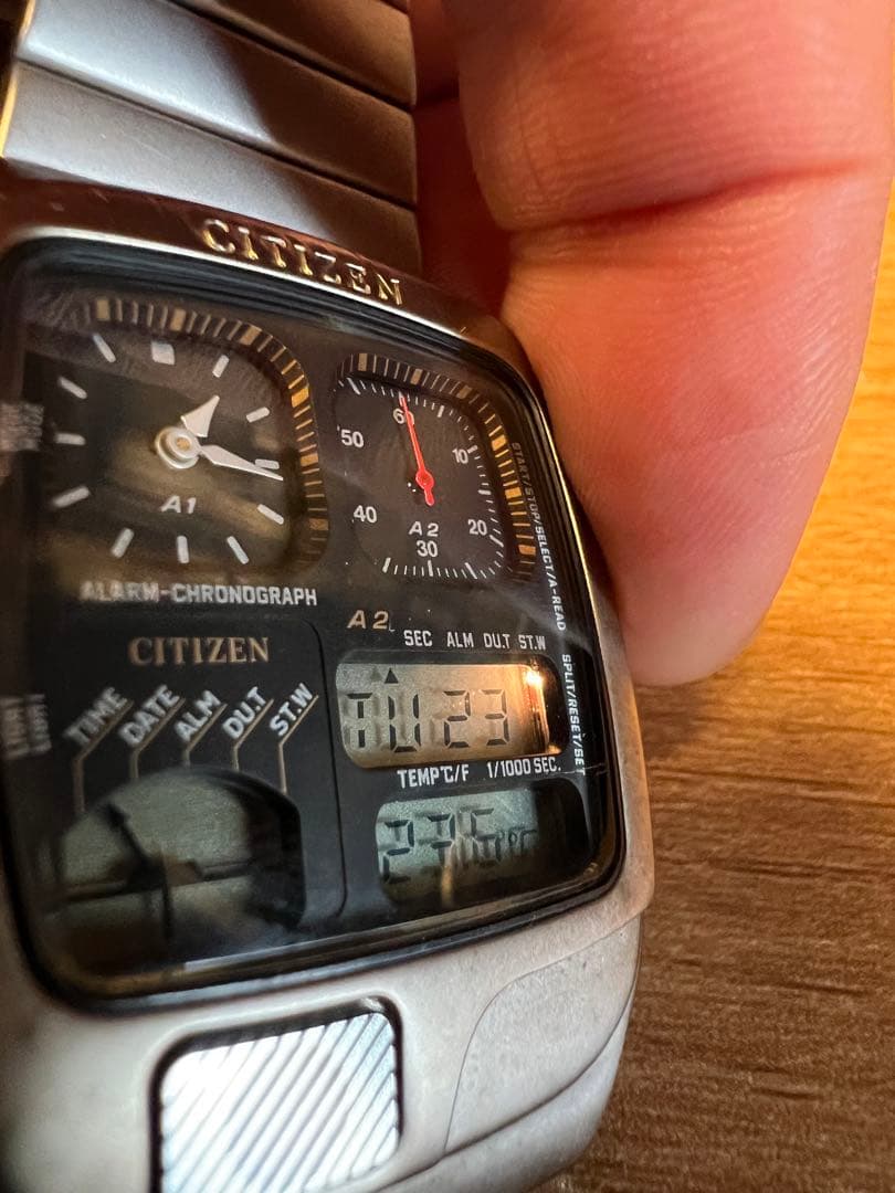 【完動品】CITIZEN アナデジテンプ シチズン　純正ベルト　腕時計 シルバー