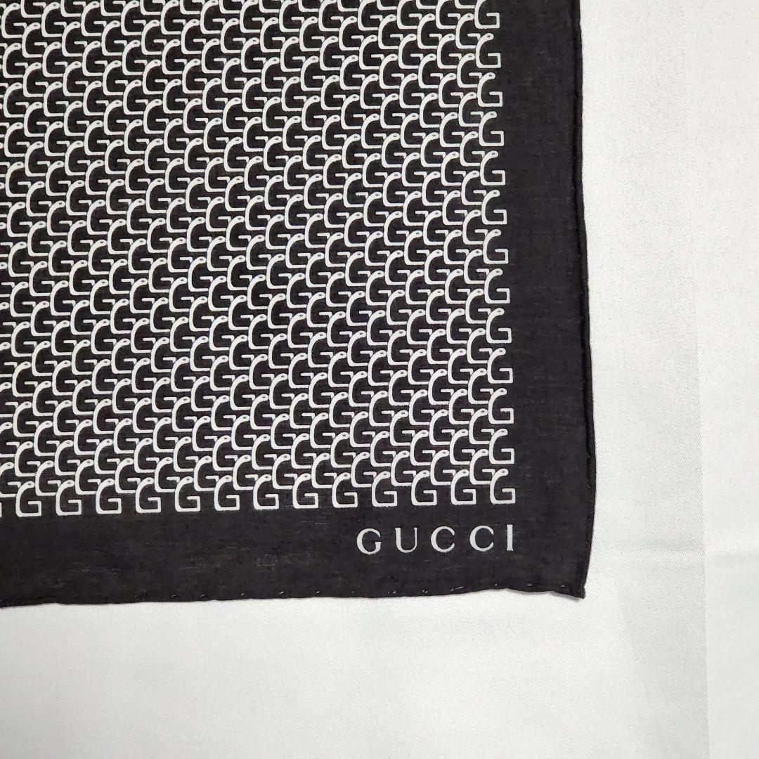 極美品 ★GUCCI★ ハンカチ メンズ Gモチーフ 綿100％ ブラウン
