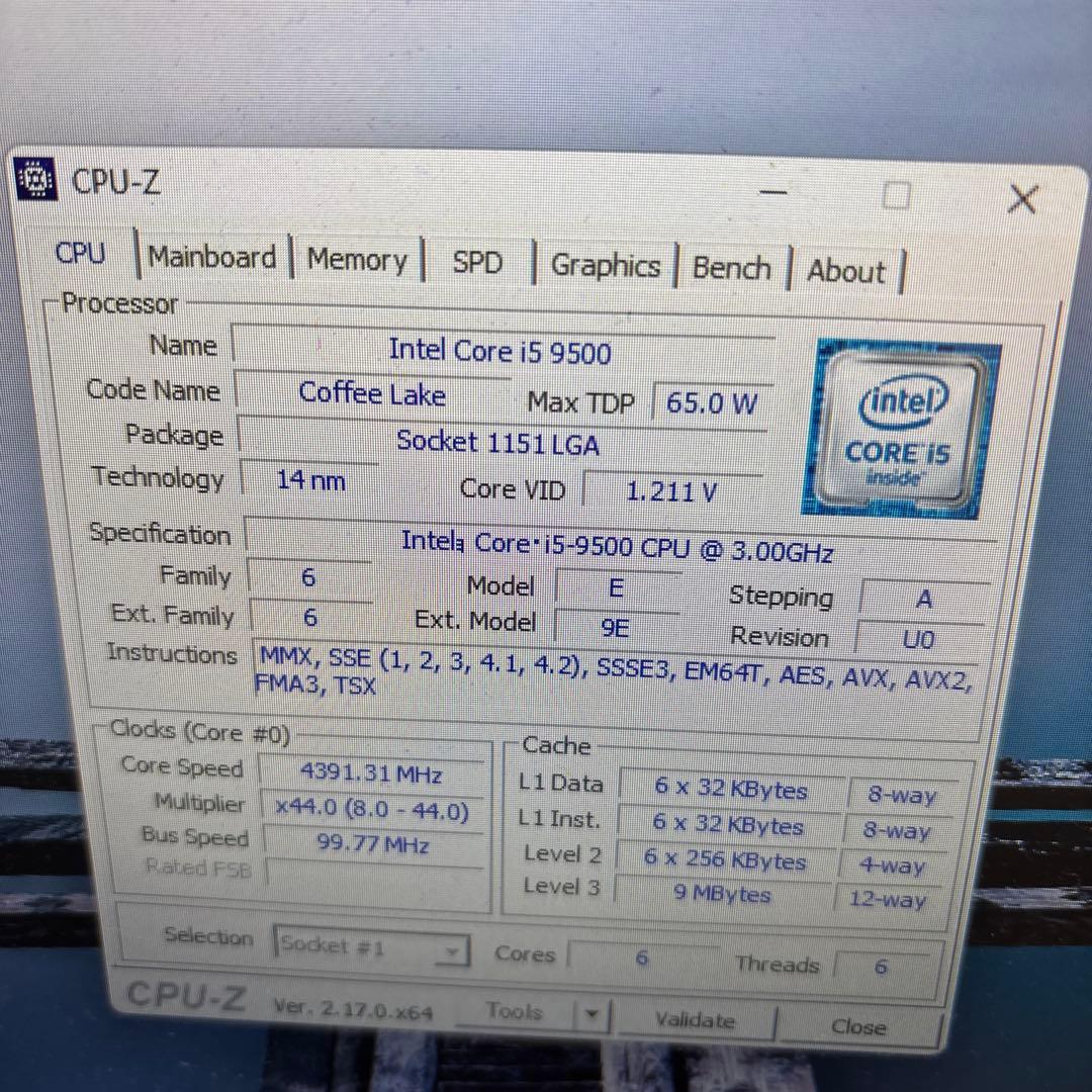 【ジャンク】intelCorei5 9500&DDR4 4Gx4枚