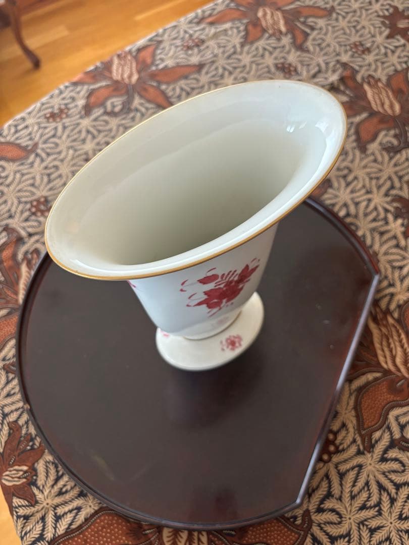 【マツ】ヘレンド　花器　アポニー　ピンク