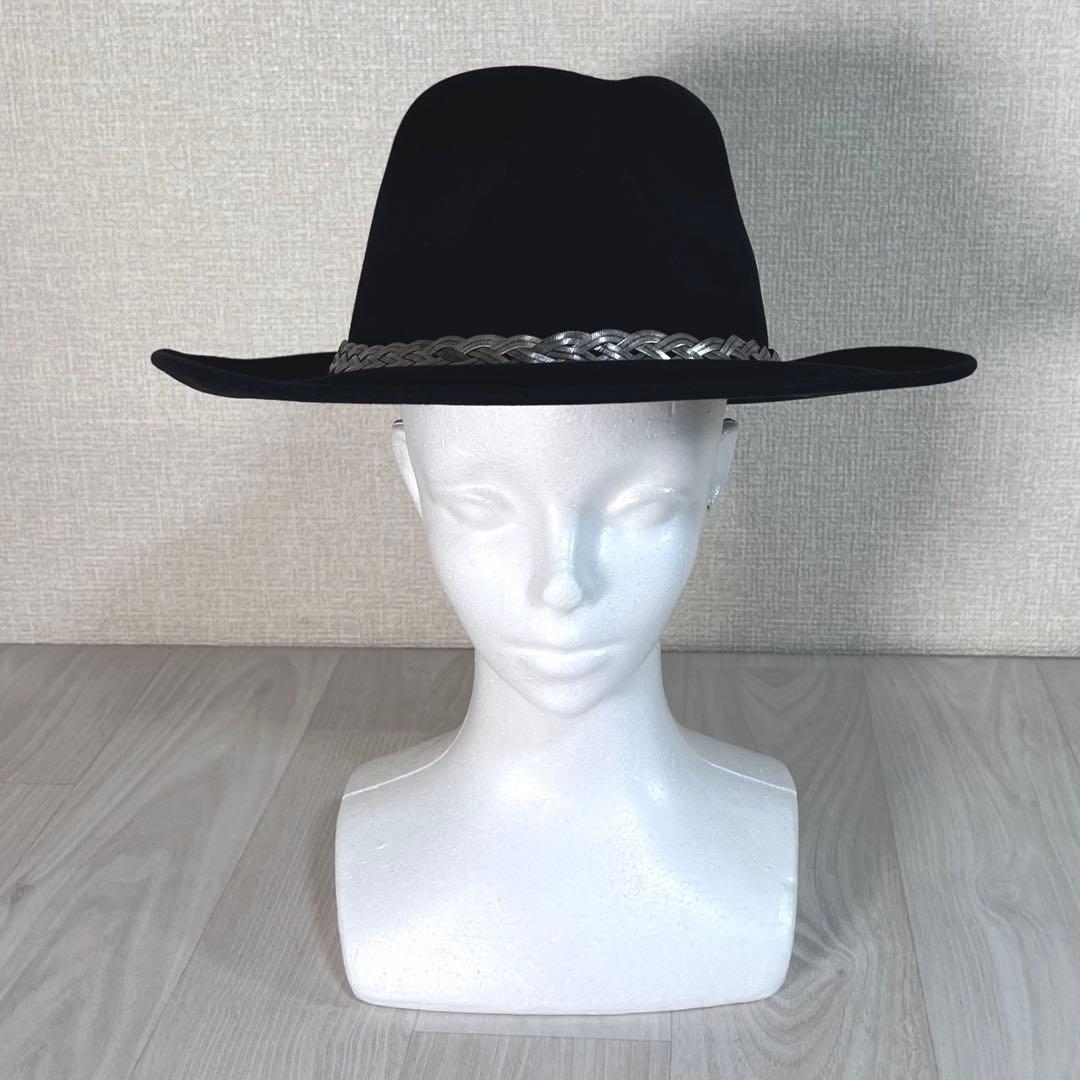 【美品】ボルサリーノ　中折れ ハット　ラビットフェルト　イタリア製　編み込み金具