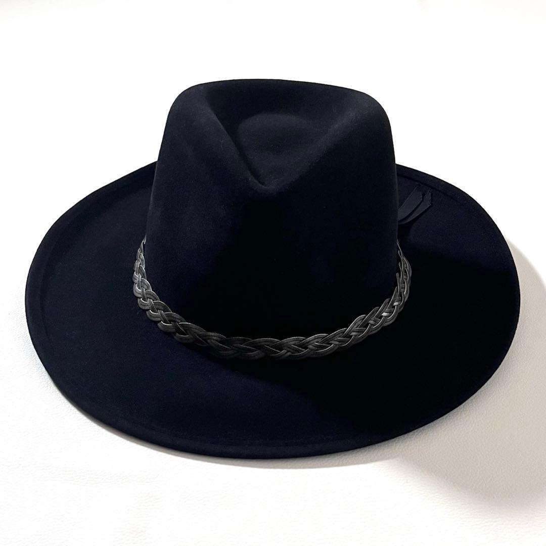 【美品】ボルサリーノ　中折れ ハット　ラビットフェルト　イタリア製　編み込み金具