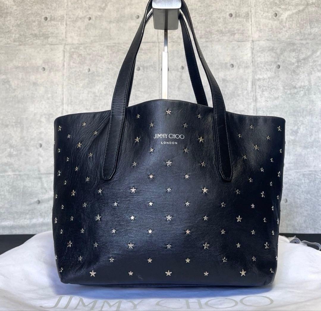 JIMMY CHOO SOFIA/S BLACK スタッズ ハンドバッグ