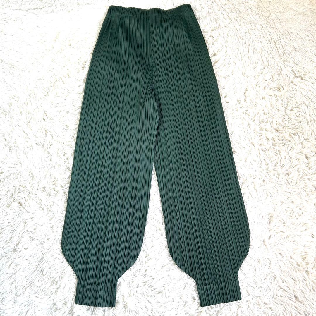 【極美品】プリーツプリーズ 24AW ワイド ジョガーパンツ M 緑 近年