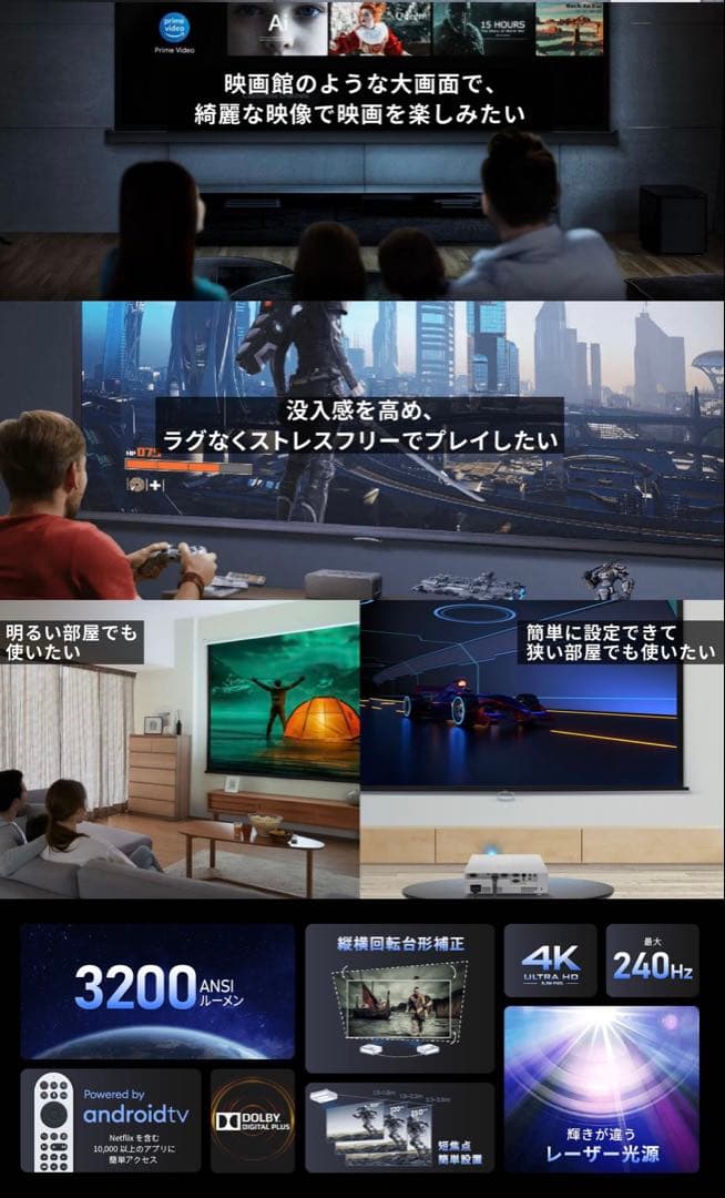 ア*ア様 BenQ TK710STi 4K 短焦点3200ANSIルーメン プロ