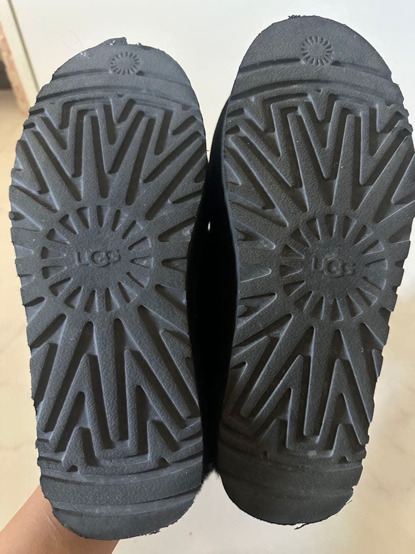 UGG ファー付き厚底サンダル 25センチ Black