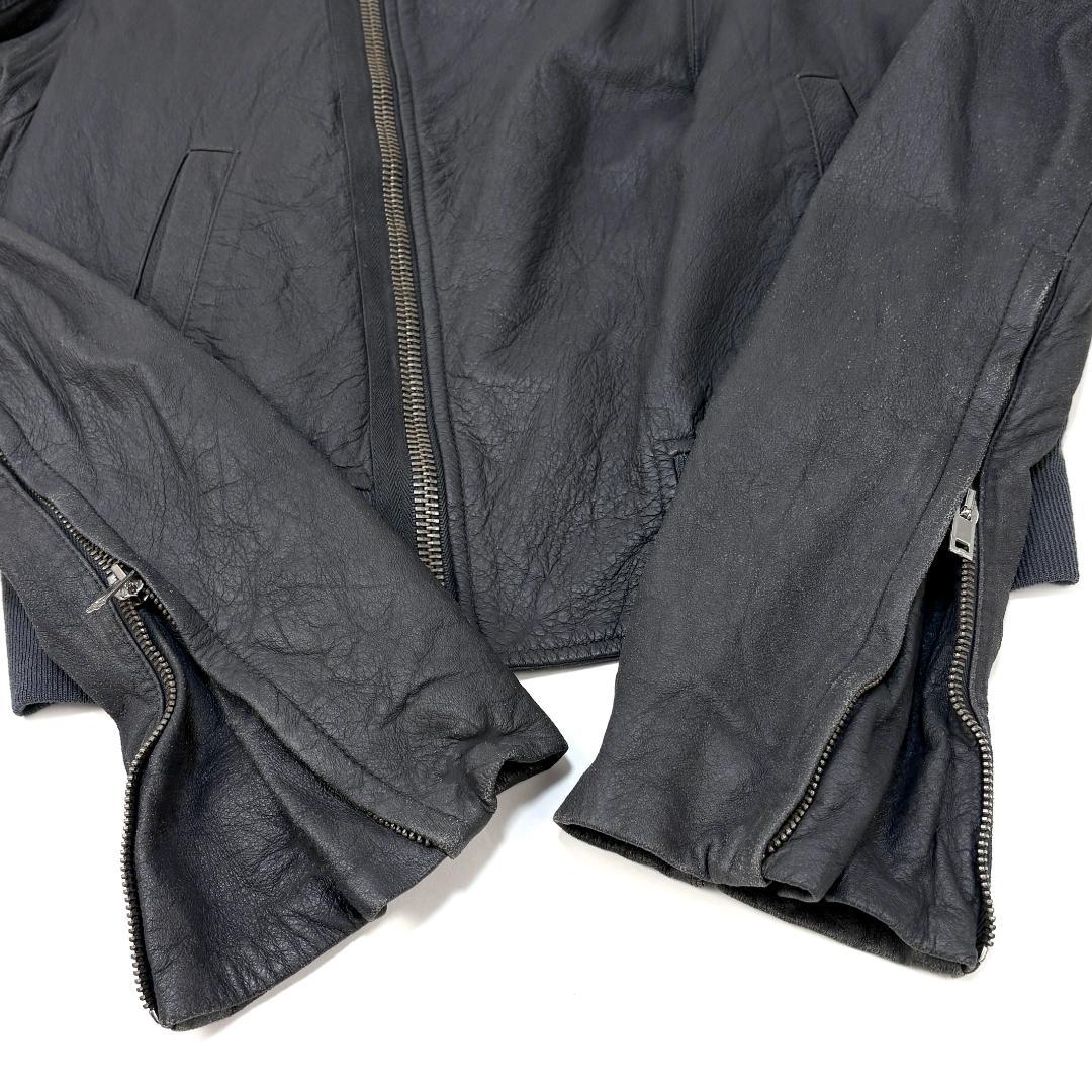 Rick Owens ラムレザー ハイネック ライダースジャケット 40 グレー