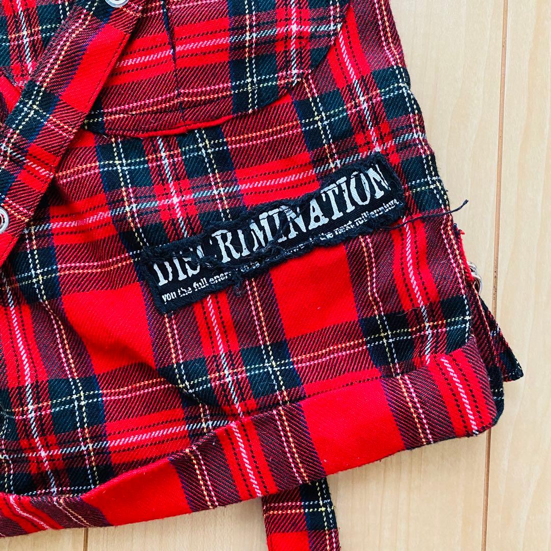 【M∀D GirL】サスペンダーつきショートパンツ｜赤チェックＭサイズ