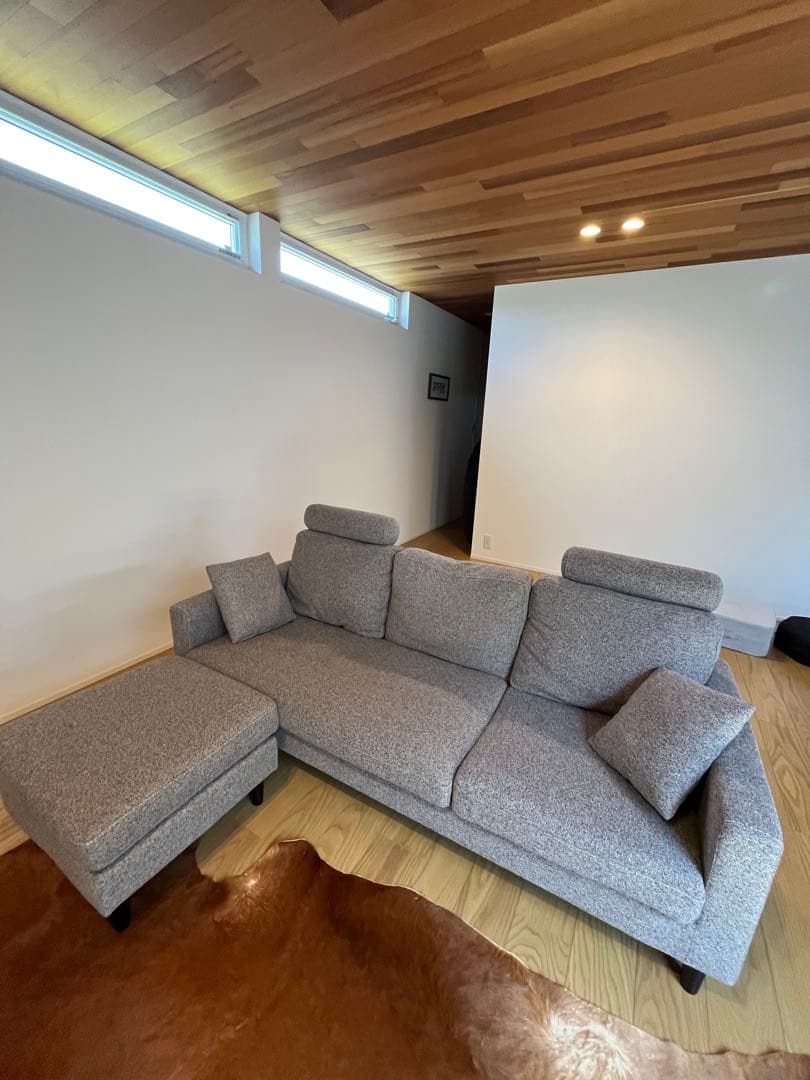 3人掛けカウチソファ ヘッドレスト付 レイアウト自由【引取り限定】