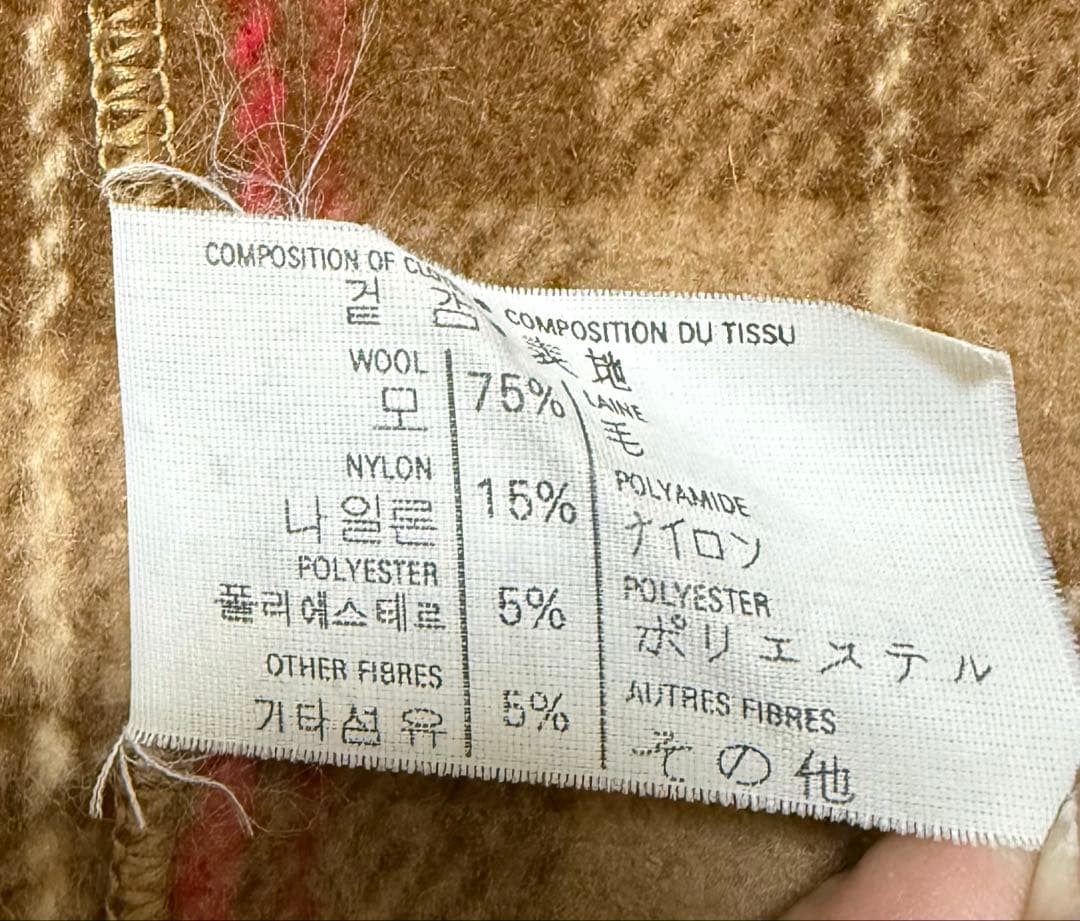 Gloverall ダッフルコート　チェック柄　英国製　キャメル色Size L