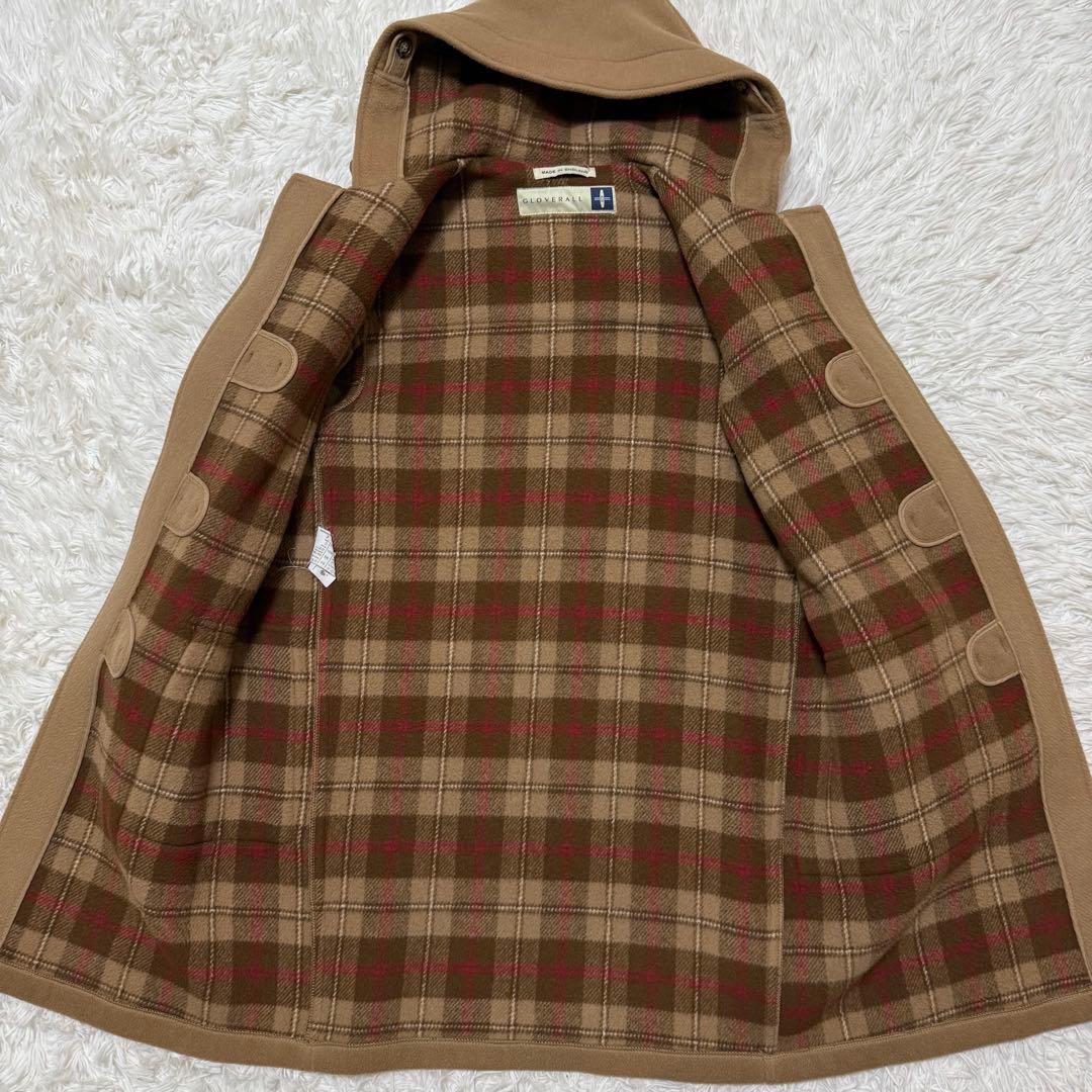 Gloverall ダッフルコート　チェック柄　英国製　キャメル色Size L