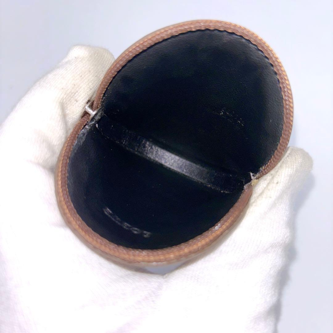 極美品 ＊ LOEWE ロエベ アナグラム レザー 丸型 ケース ブラウン