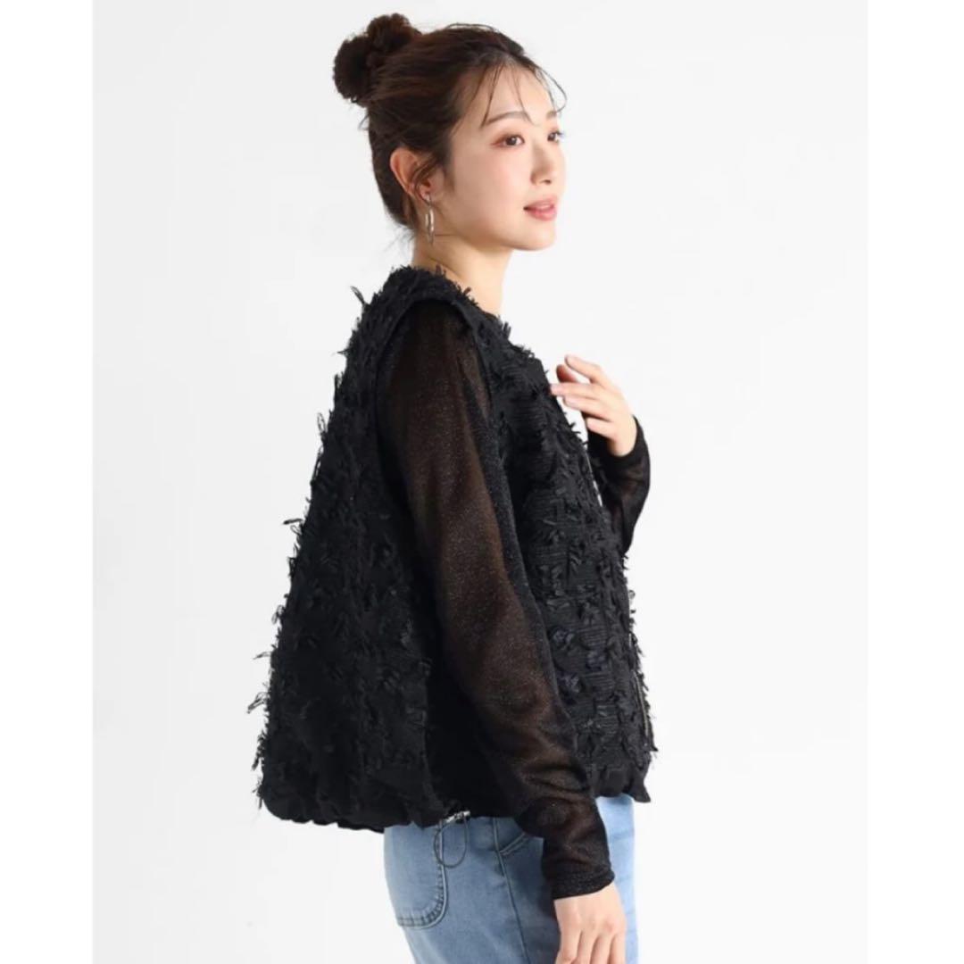 ヤマダヤ　Vin カットジャガードダブルジップジレ ブラック