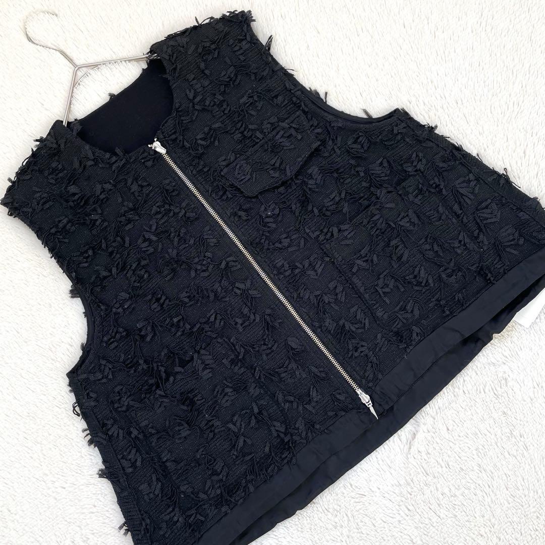 ヤマダヤ　Vin カットジャガードダブルジップジレ ブラック