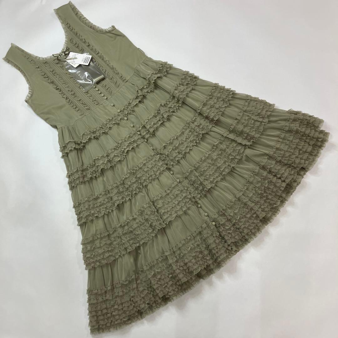 【新品未使用】ピンクハウス 鶯色 豪華チュール段々ワンピース/2024年 夏