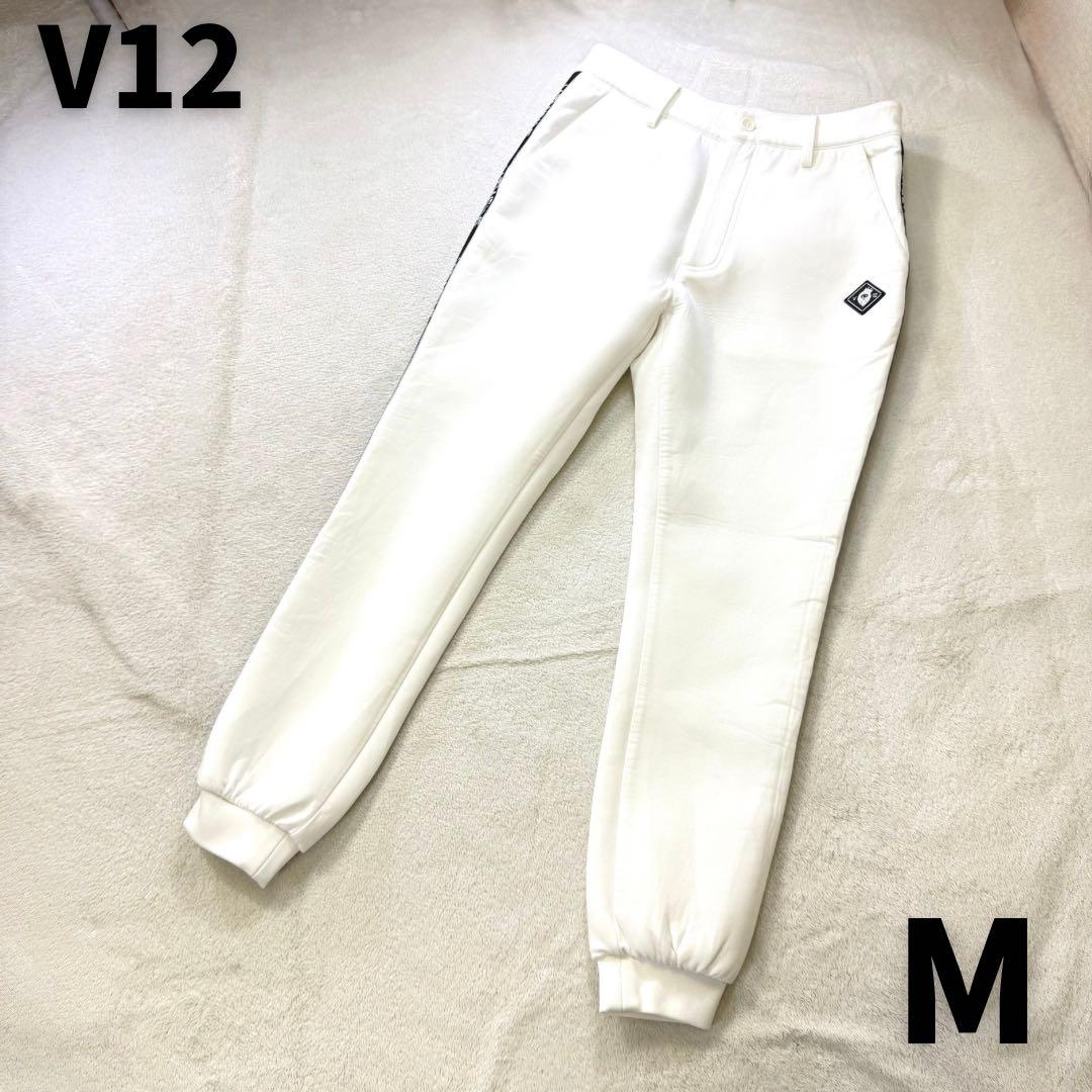 V12 ダンボールニット ストレッチ サイドロゴ スウェットリブ ゴルフパンツM