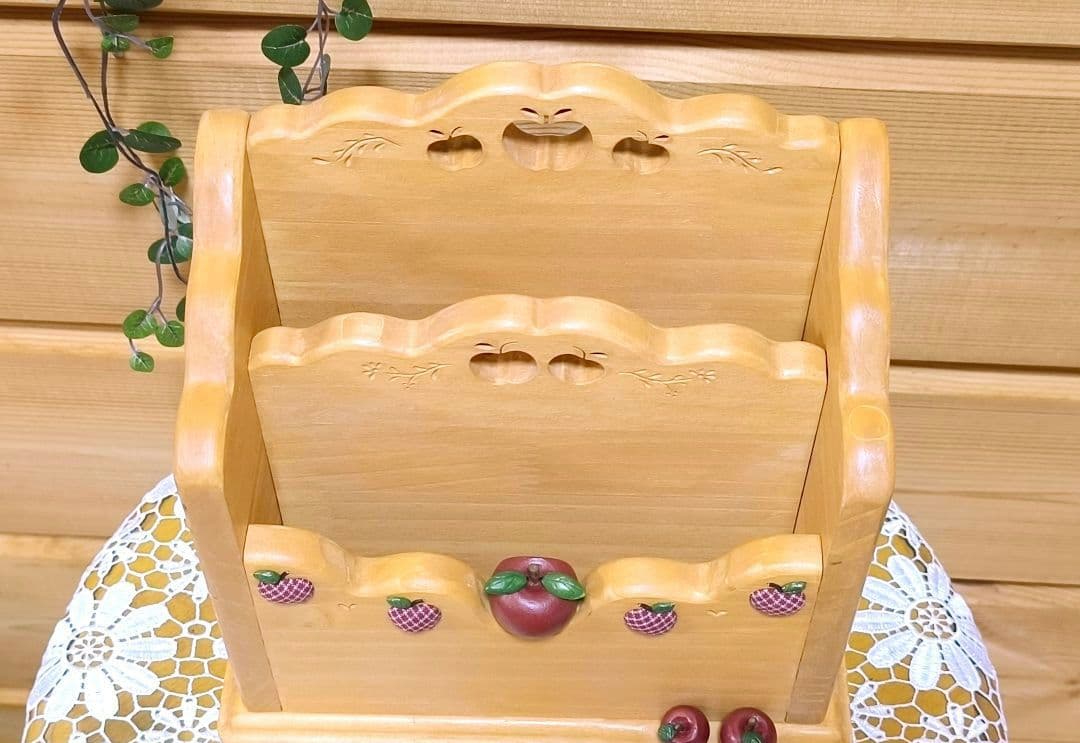 ⭐️アメリカンカントリー雑貨❤️木製まん丸ෆりんごෆの多目的スタンド