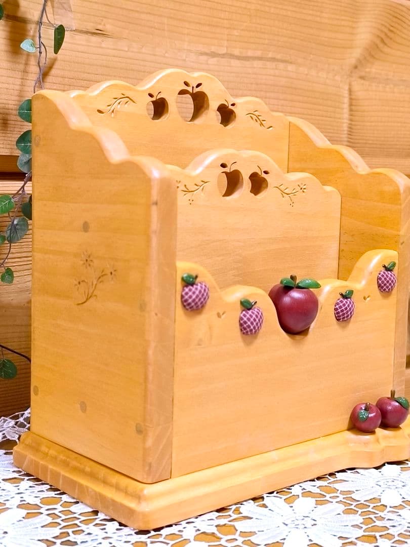 ⭐️アメリカンカントリー雑貨❤️木製まん丸ෆりんごෆの多目的スタンド