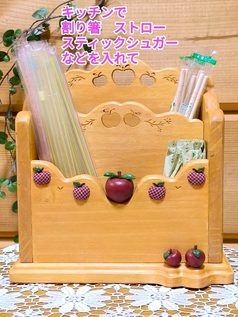 ⭐️アメリカンカントリー雑貨❤️木製まん丸ෆりんごෆの多目的スタンド