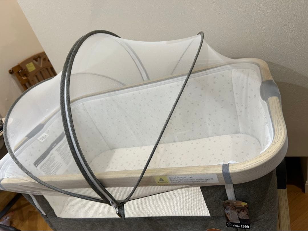 HZDMJ ベビーベッド 高さ調節可 折り畳み たまひよ ごろ寝マット付き