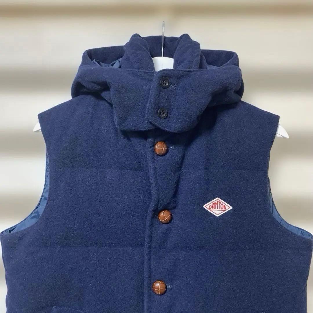 美品！DANTON×BEAMS ウールモッサ ダウンフード付きベスト 42 別注