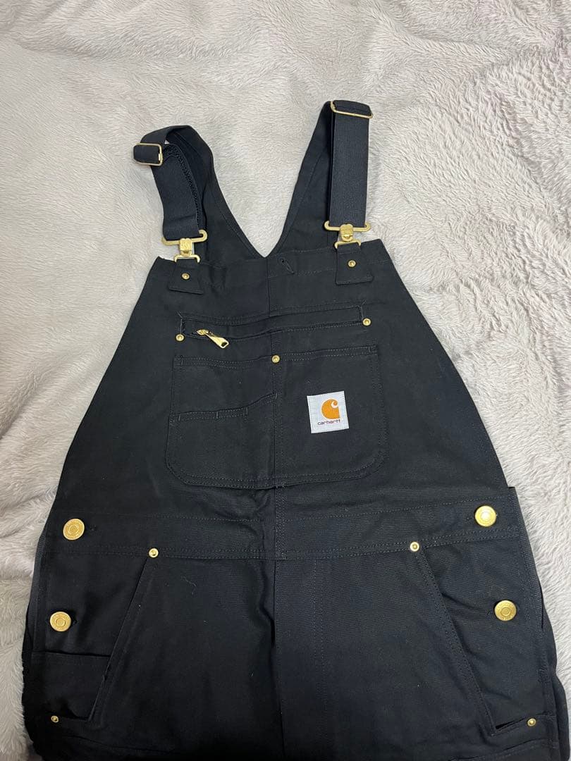 カーハート ダック ビブ オーバーオール 黒 R01-M 32×30