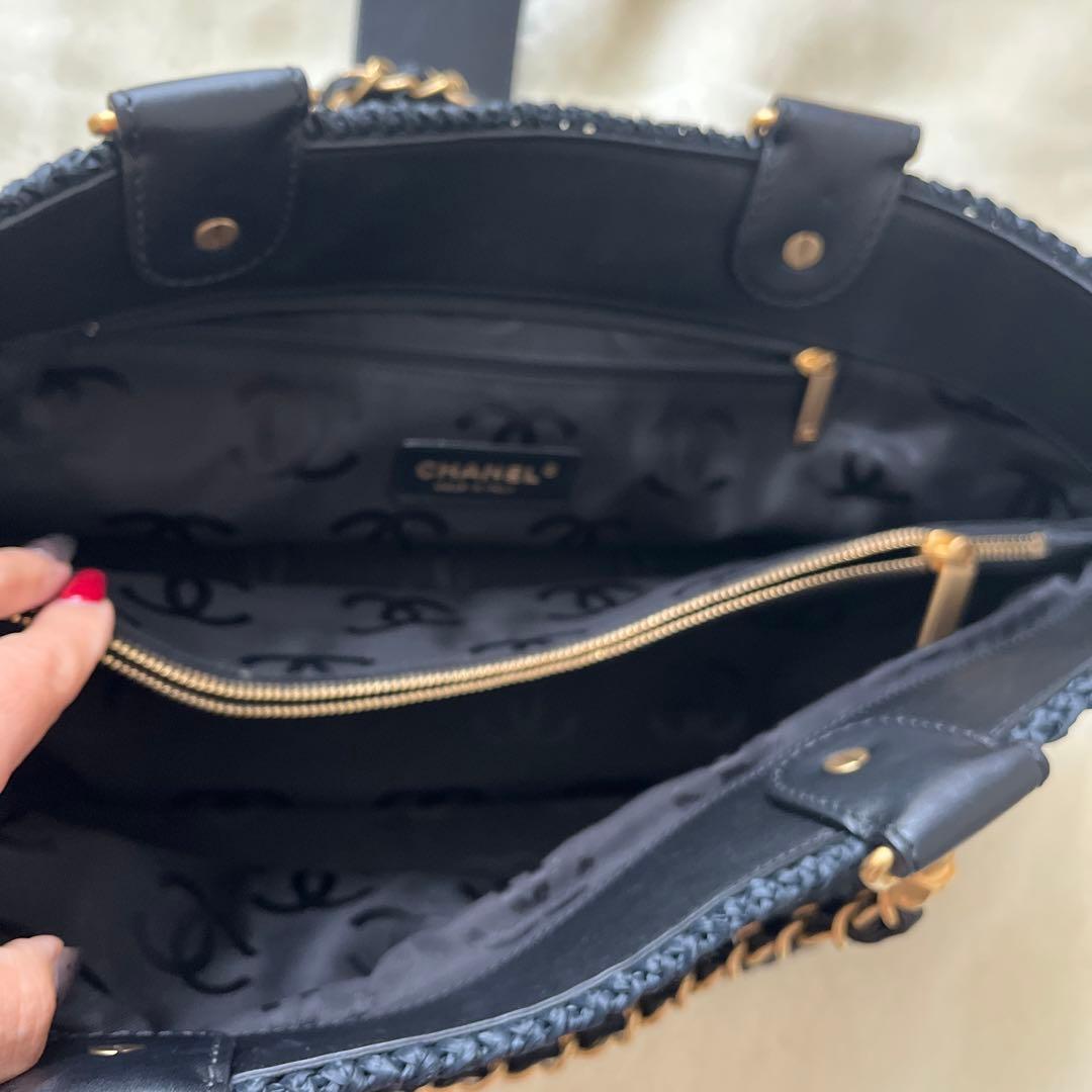 希少！シャネル　ショッピングバッグ　ストローバッグ　かごバッグ