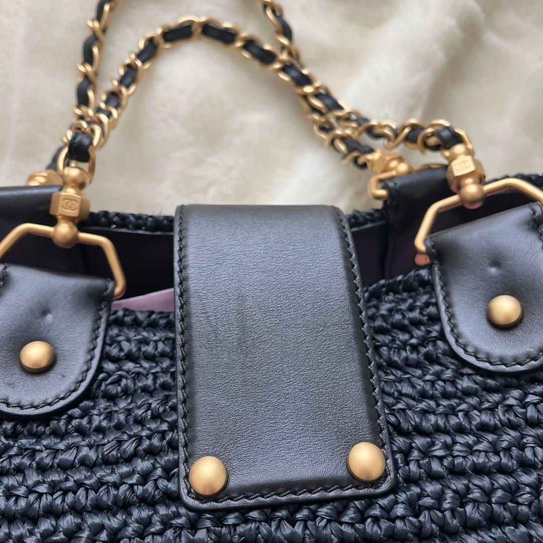 希少！シャネル　ショッピングバッグ　ストローバッグ　かごバッグ