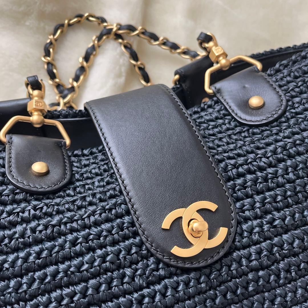 希少！シャネル　ショッピングバッグ　ストローバッグ　かごバッグ