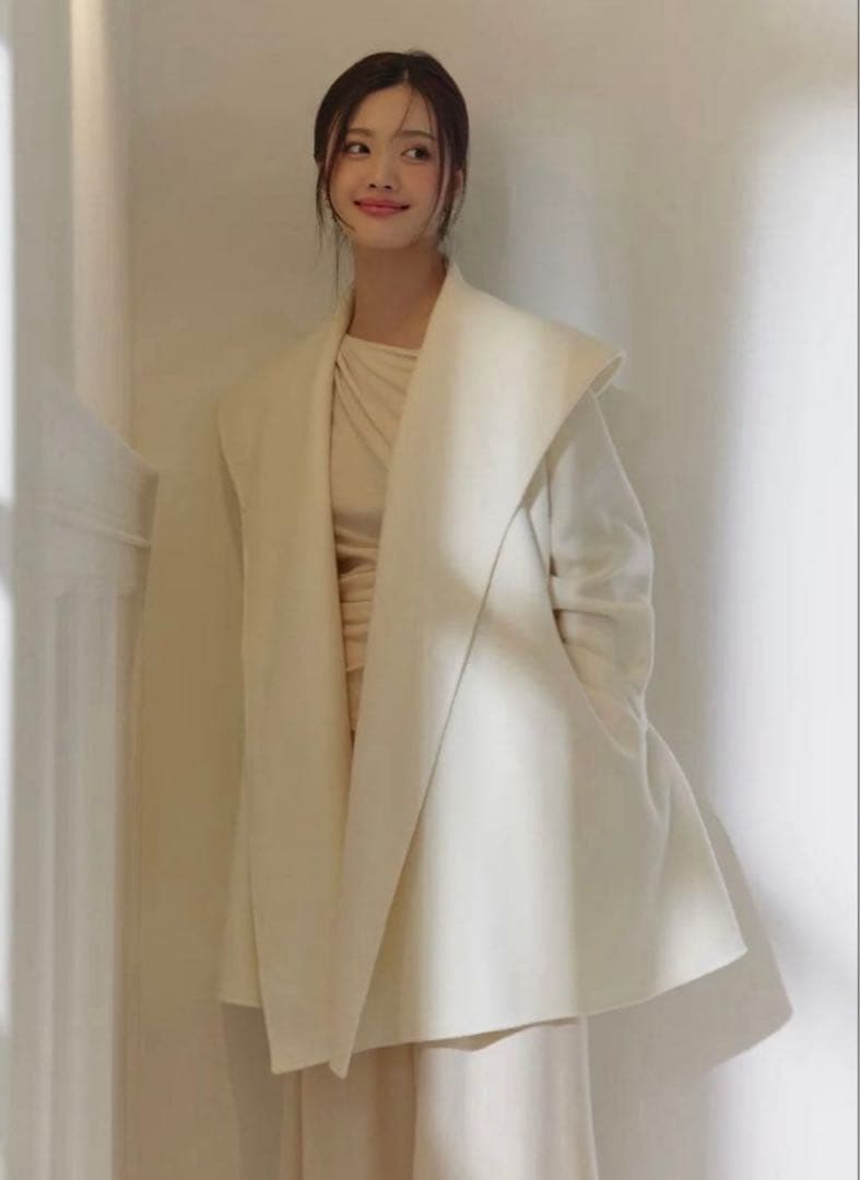 polaura ショールカラーウール　ミドルコート