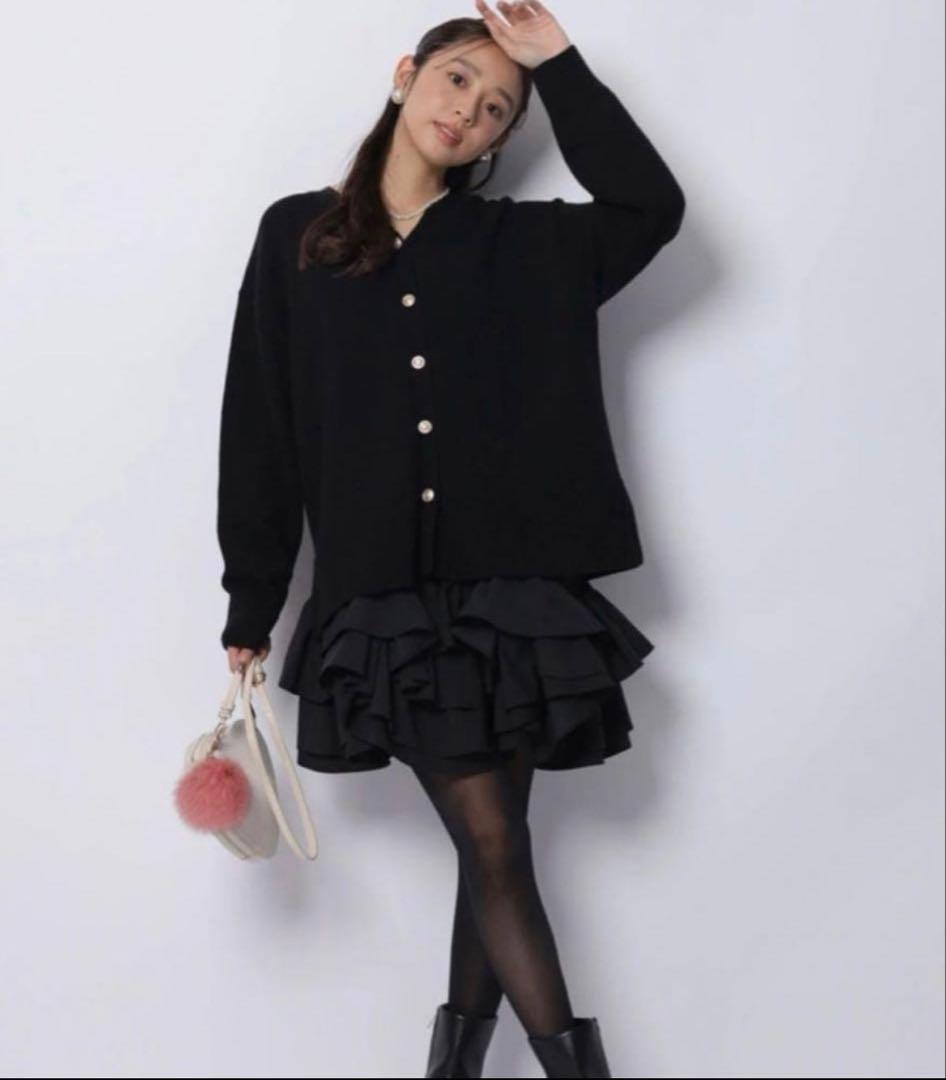 JUSGLITTY 美香さんコラボ カーデ×ペプラムワンピSET サイズS