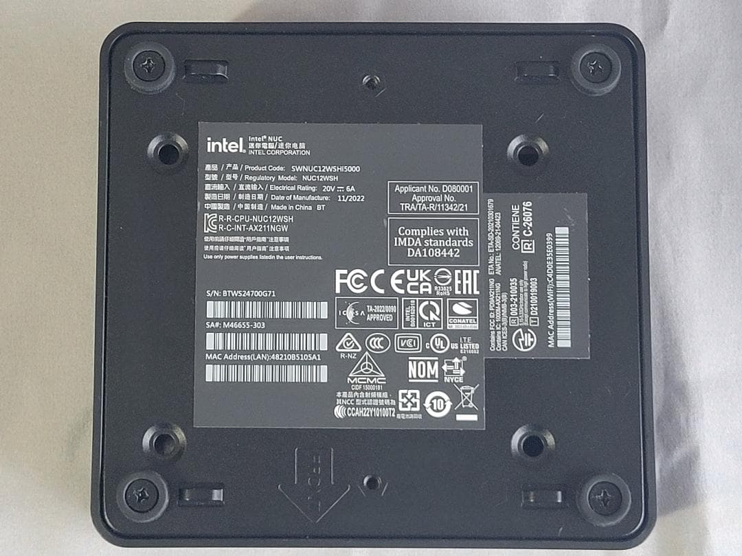 Windowsデスクトップ Intel NUC 12 Pro Kit i5-1240P 32GB 1TB