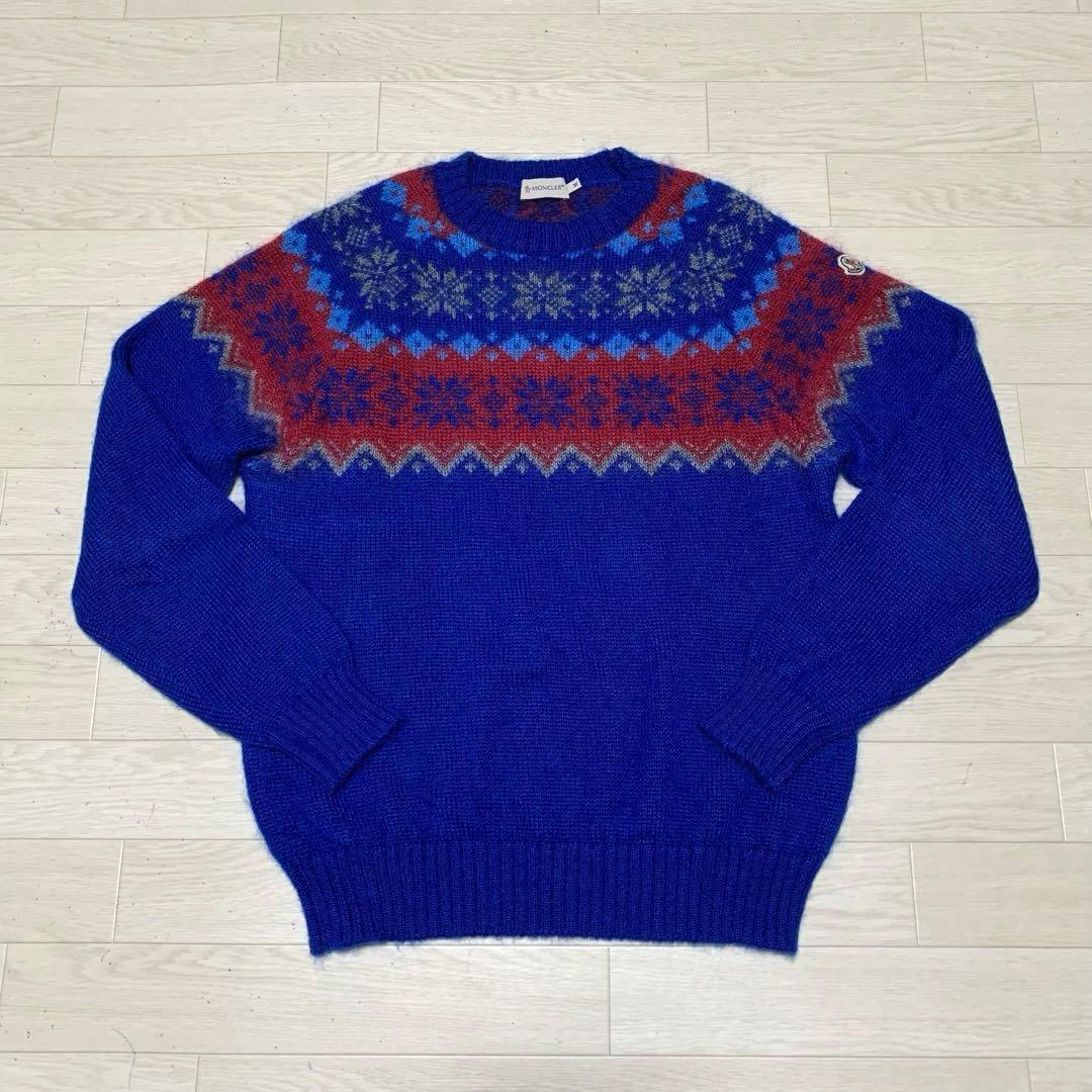 希少★ モンクレール　フェアアイル柄　ニットセーター ブルー　青　5P31