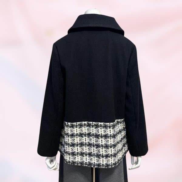 ステンカラー ジャケット 黒 チェック柄 スーパービューティ 新作 ゆったり