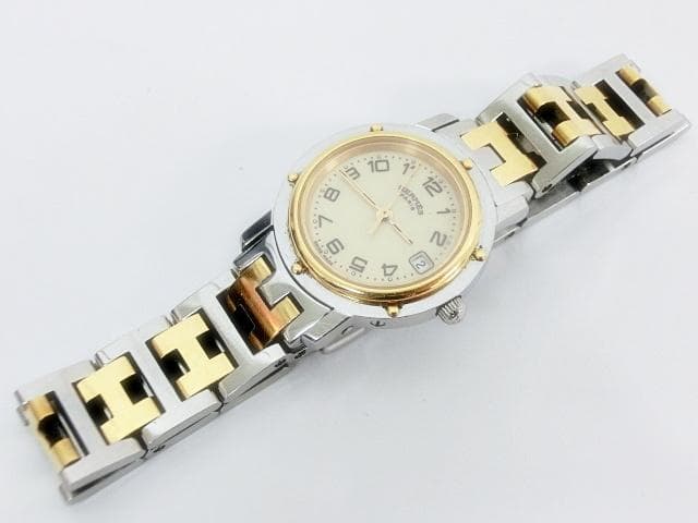 エルメス クリッパーCL4.220 白文字盤 デイト レディース 腕時計