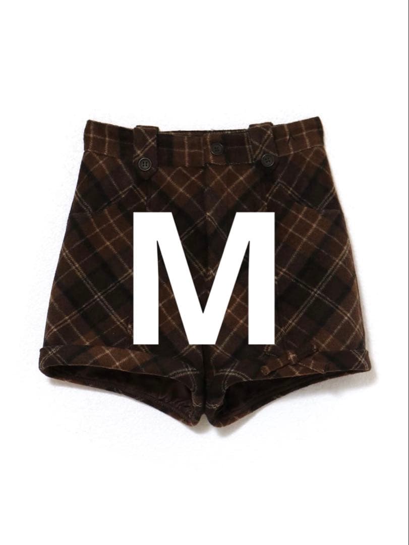 パンツ Andmary Ribbon check mini pants brown M