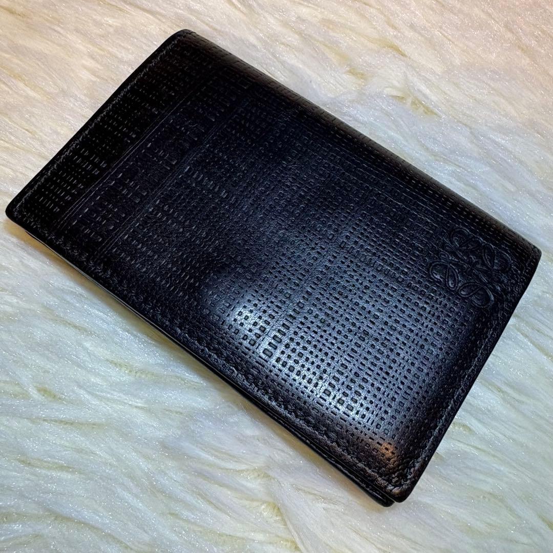 美品 LOEWE ビジネス カード ホルダー 名刺入れ リネン ブラック