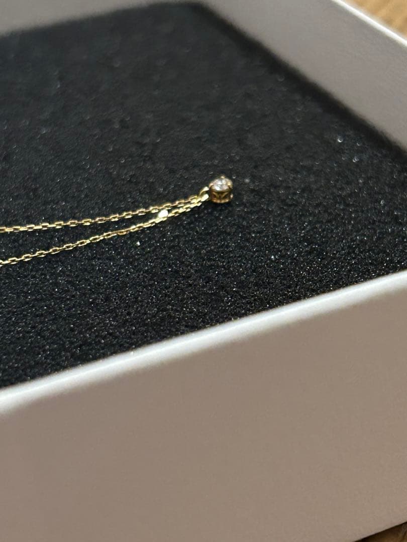 agate k18 一粒ダイヤ　ゴールドネックレス