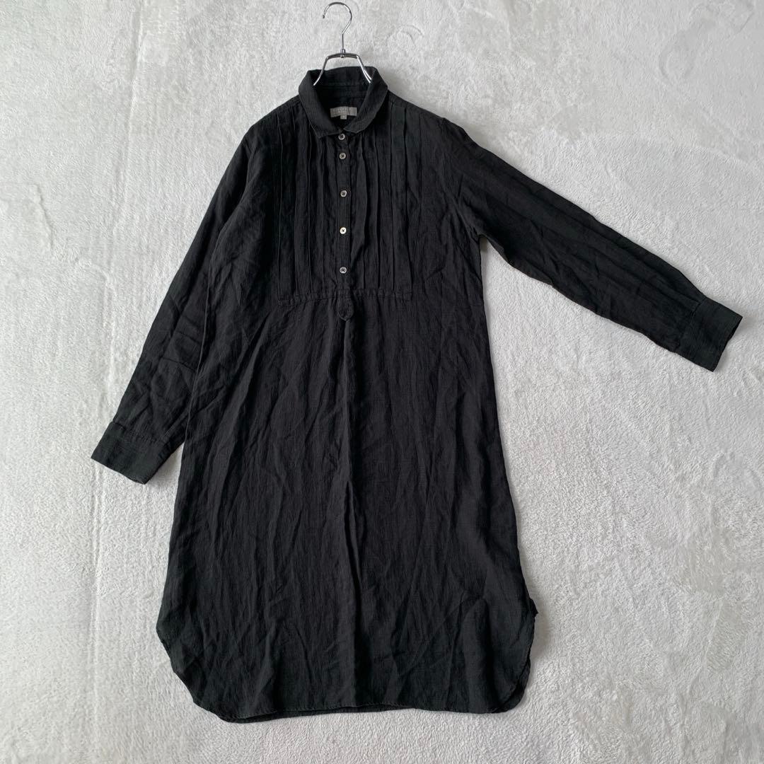 人気 マーガレット ハウエル 麻 リネン 長袖 タック プルオーバー ワンピース