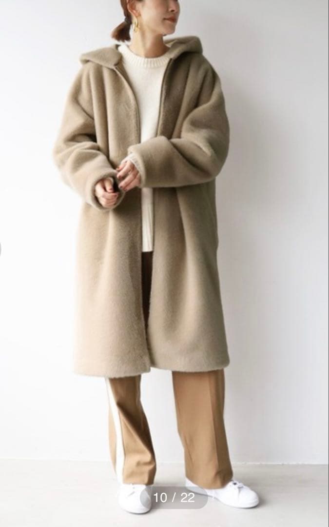 マイカアンドディール フーデッドファーコート ロングコート24AW