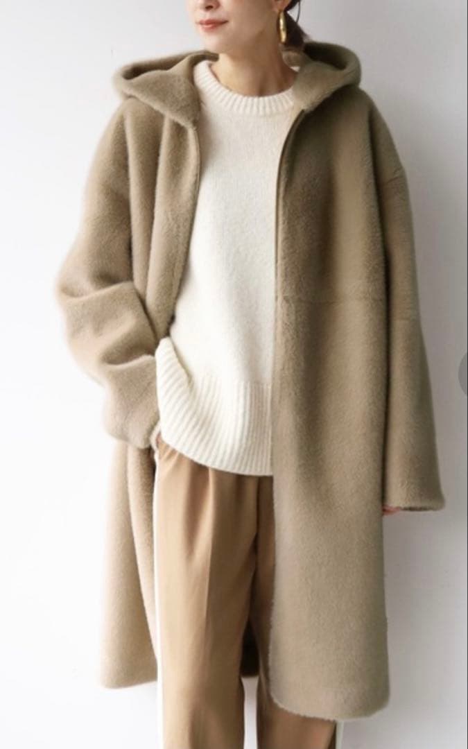 マイカアンドディール フーデッドファーコート ロングコート24AW