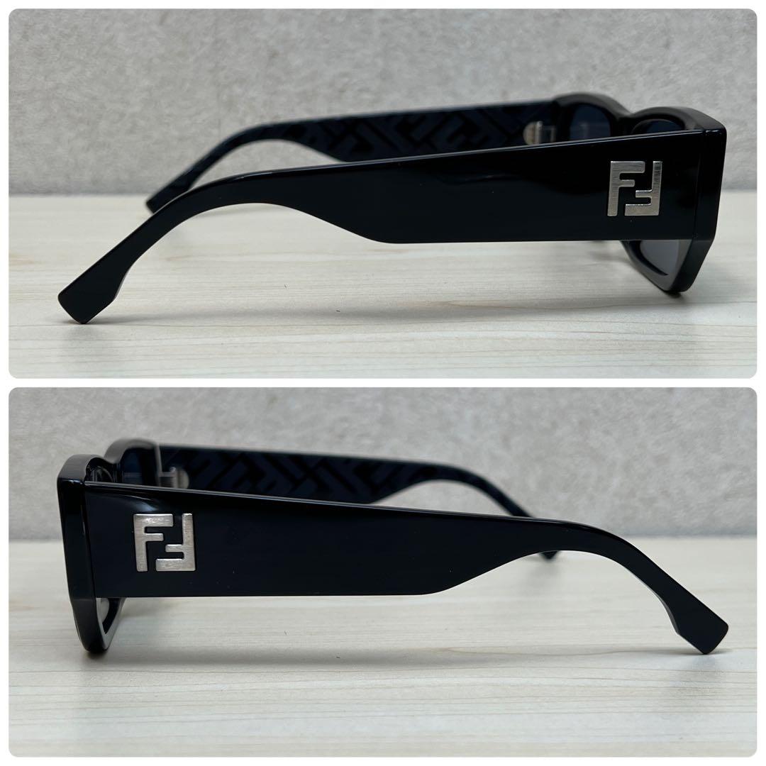 FENDI フェンディ サングラス スクエアフレーム ブラック ケース クロス付