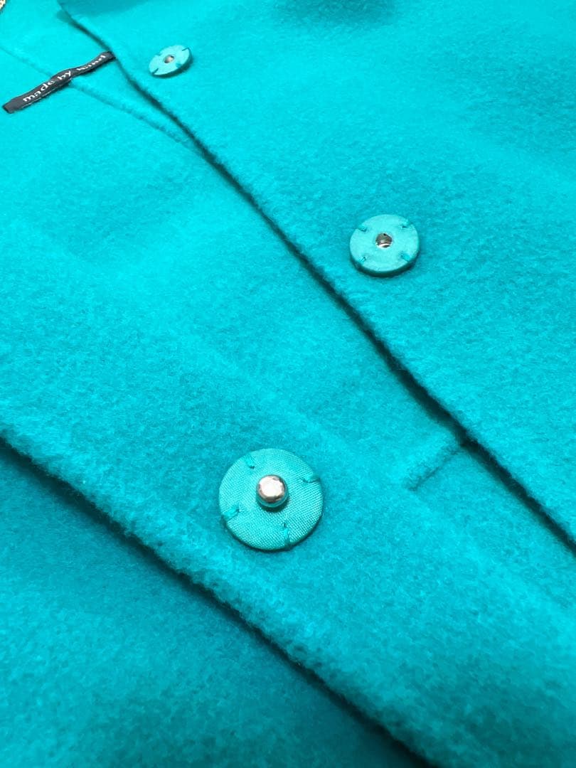 【超美品】DoCLASSE カシミヤ混ウールリバーコート 9号　ターコイズ