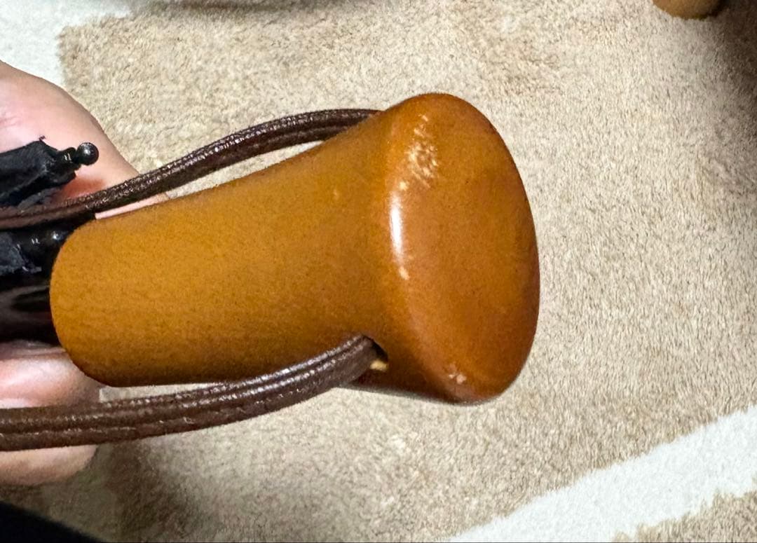 【日傘】サンバリア100 ２段折 / 白黒ストライプ(木ストレート手元)