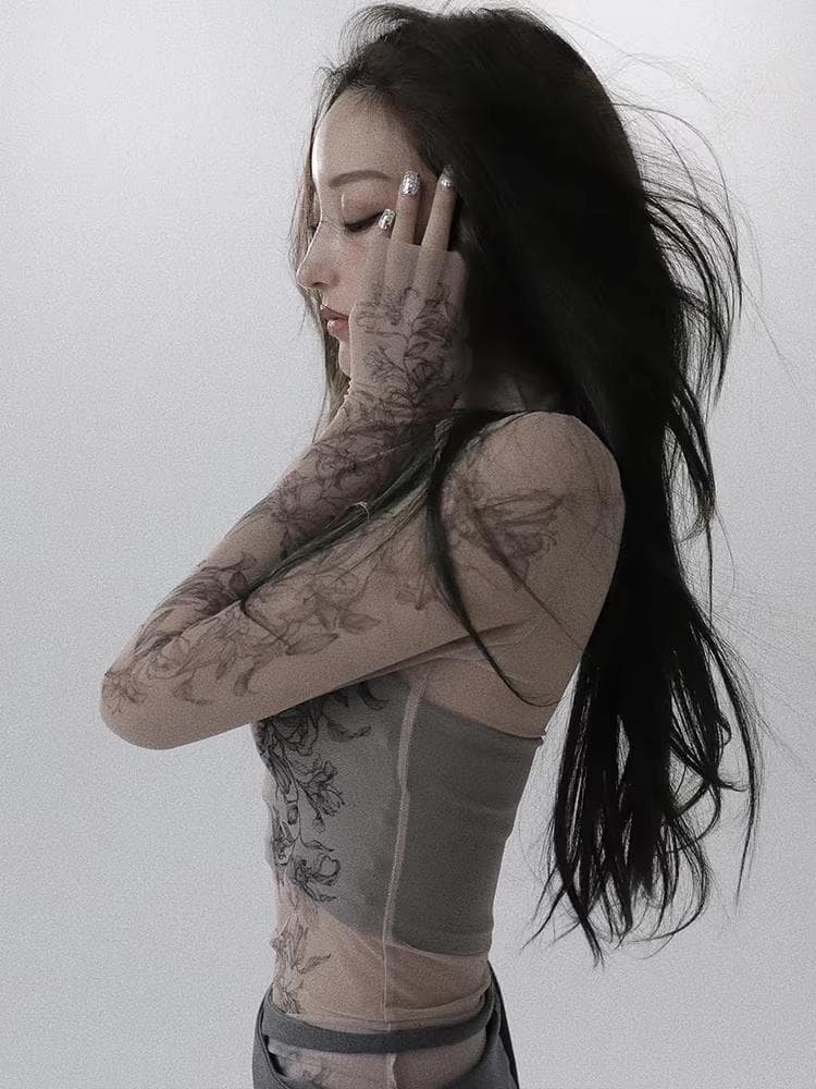 新品 MELT THE LADY Lily tattoo tops black