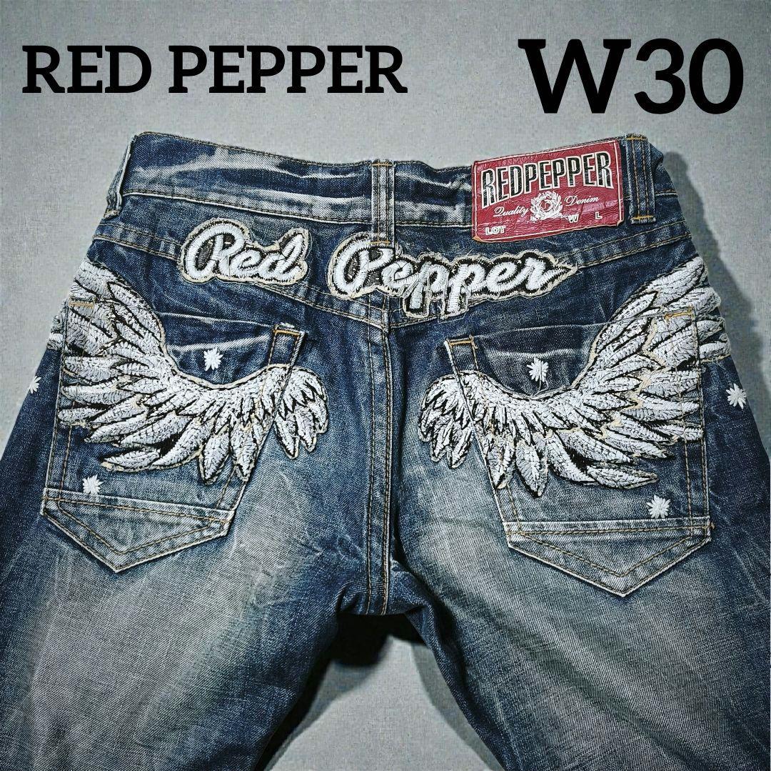 RED PEPPER レッドペッパー 刺繍デニム ブーツカット フレア 羽 翼