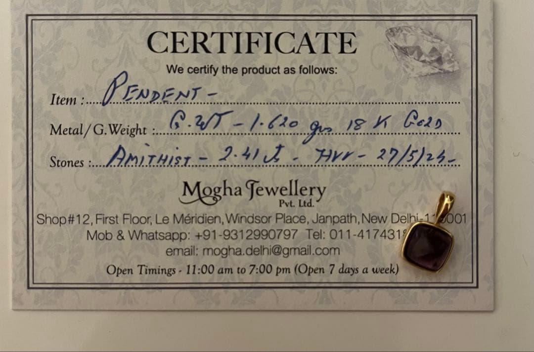 18Kゴールド アメジストペンダント　モガジュエリー