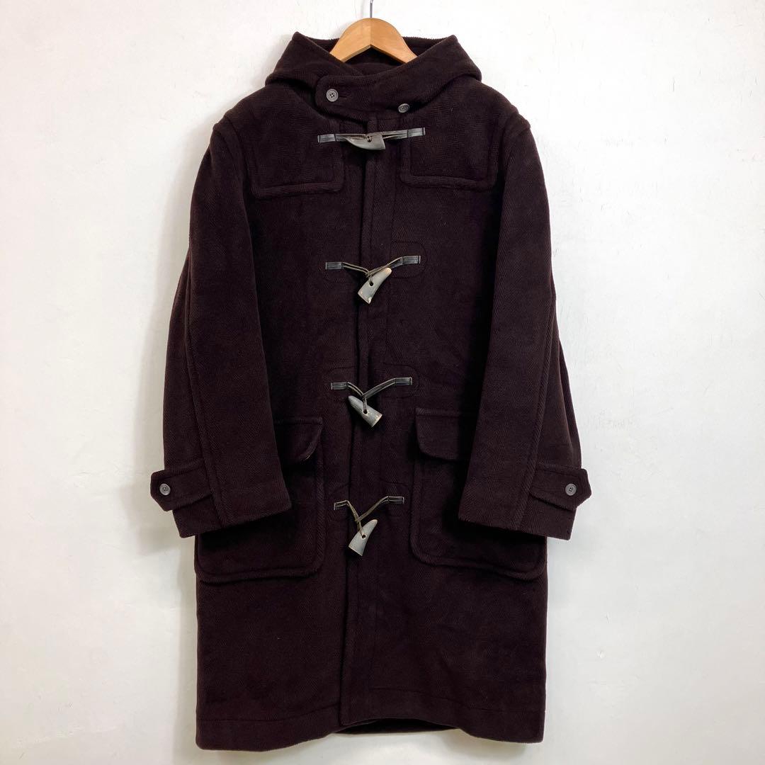 80s ロングダッフルコート イングランド製 ブラウン フード VINTAGE