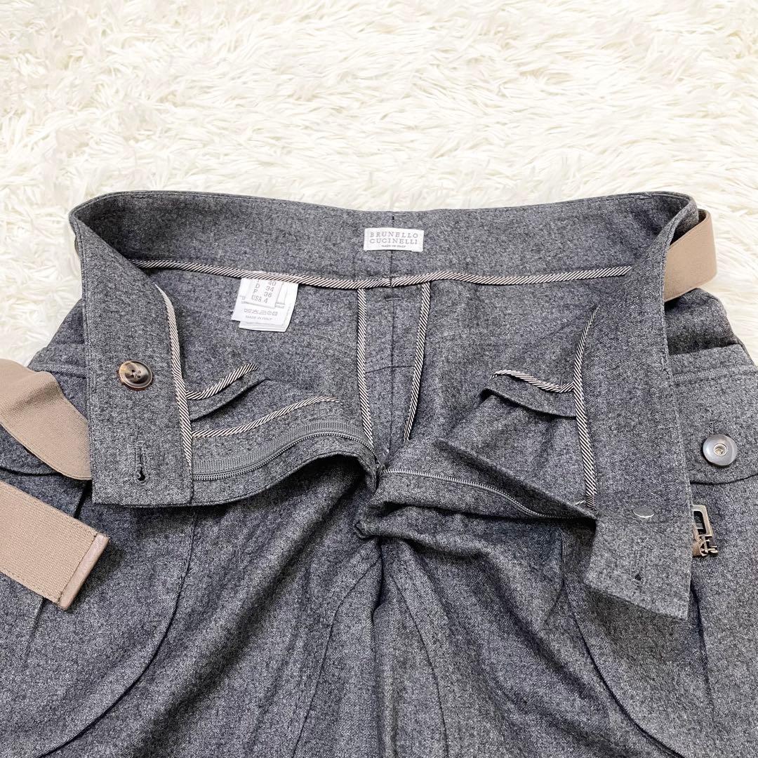 ブルネロクチネリ【美品】ショートパンツ L位 イタリア製 グレー ベルト付
